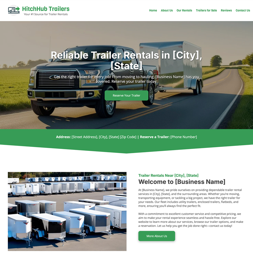 Trailer rentals website design theme