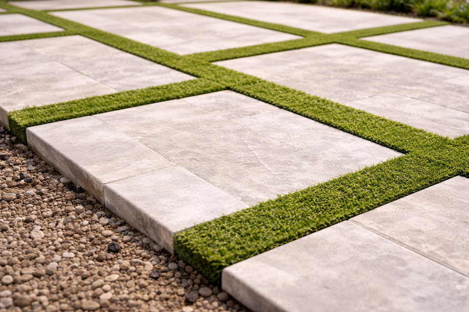 turf strips and pavers