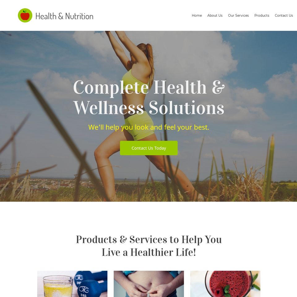 Health store website template