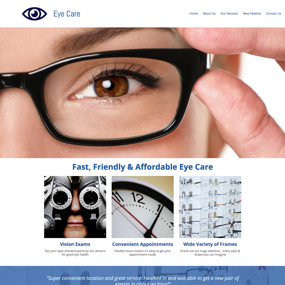 Eye care website design theme