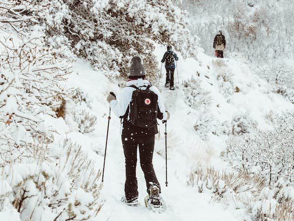 3 people snowshoeing