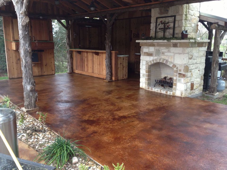 Scored and stained concrete patio