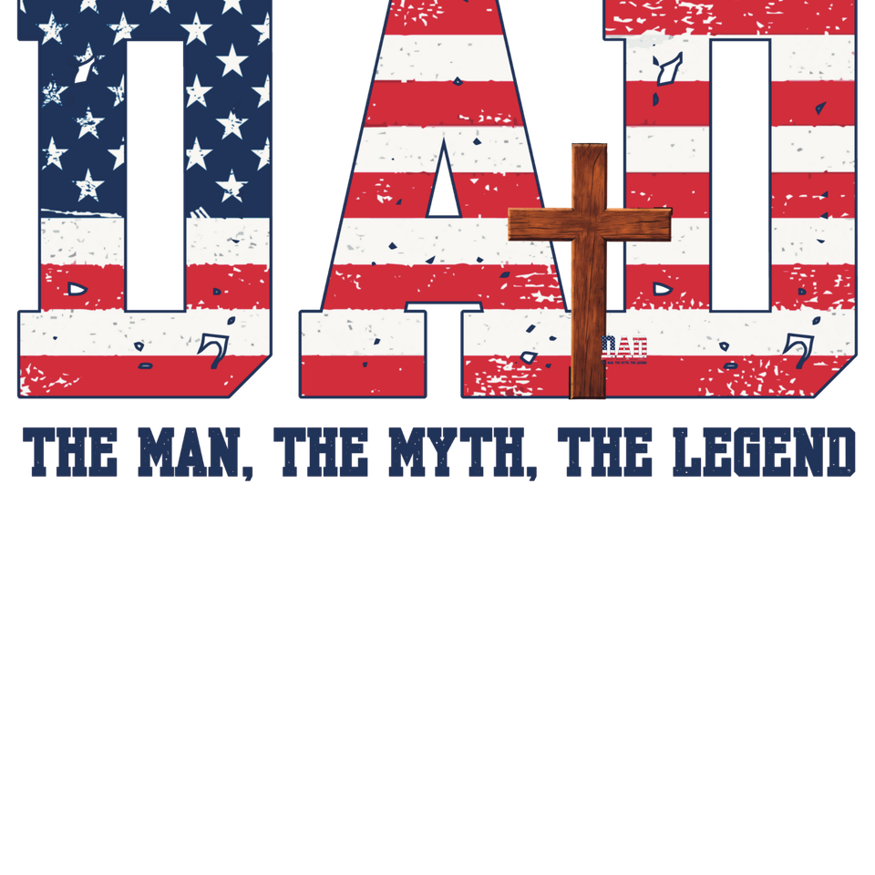 Patriotic   dad man myth legend   with cross flag blk