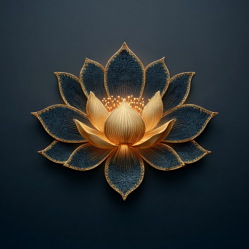 lotus flower in gold trim- KPCopy Wellness Services