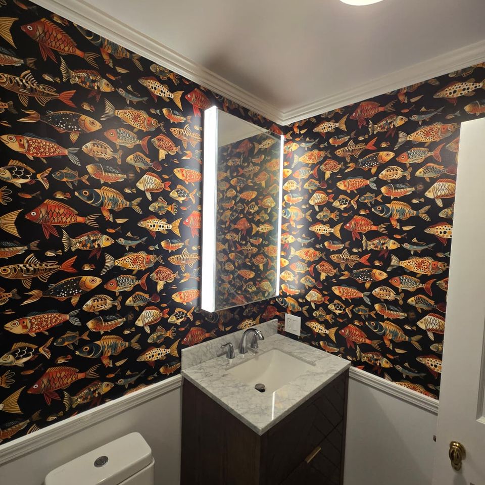 After new bathroom wallpaper