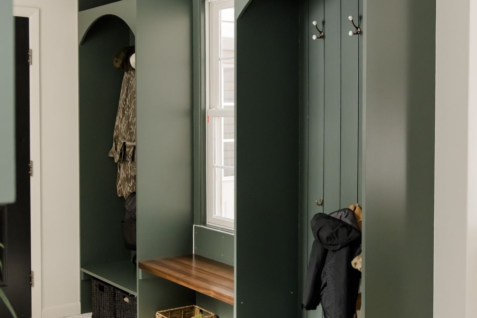 Color drench mud room builtins
