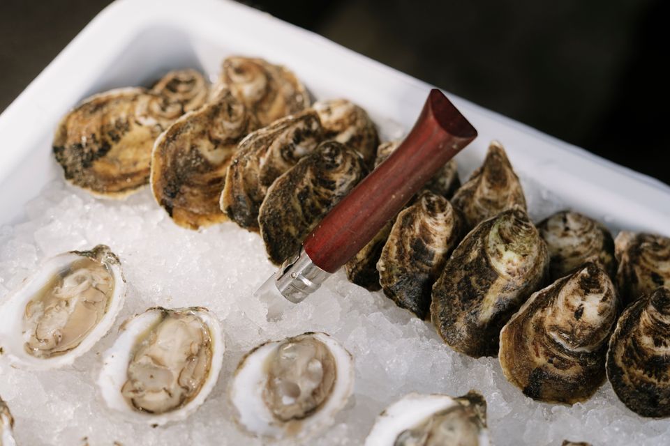 Clams on ice, raw bar, Shore2Shore Shucking of Long Island
