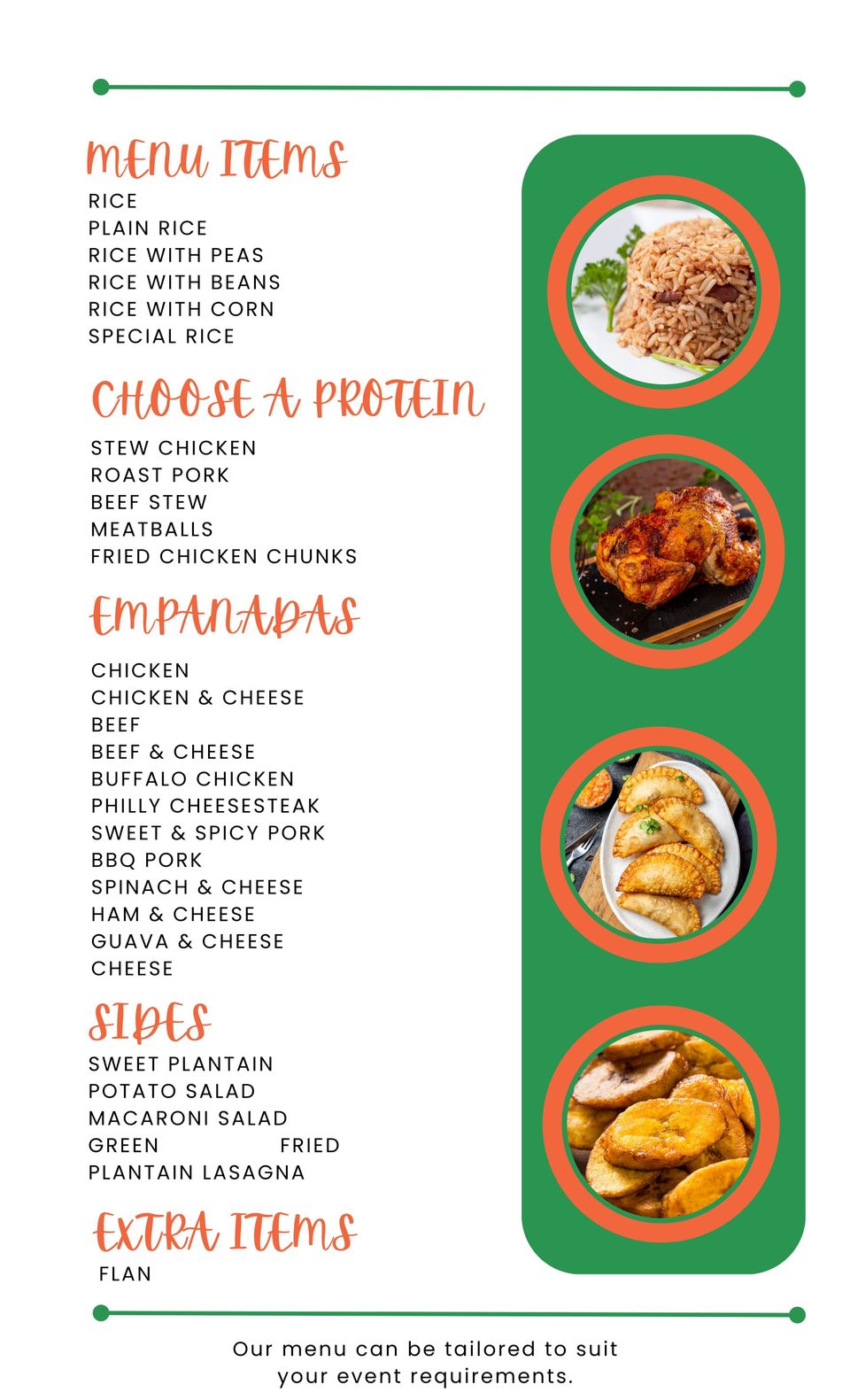 Latin cuisine Menu