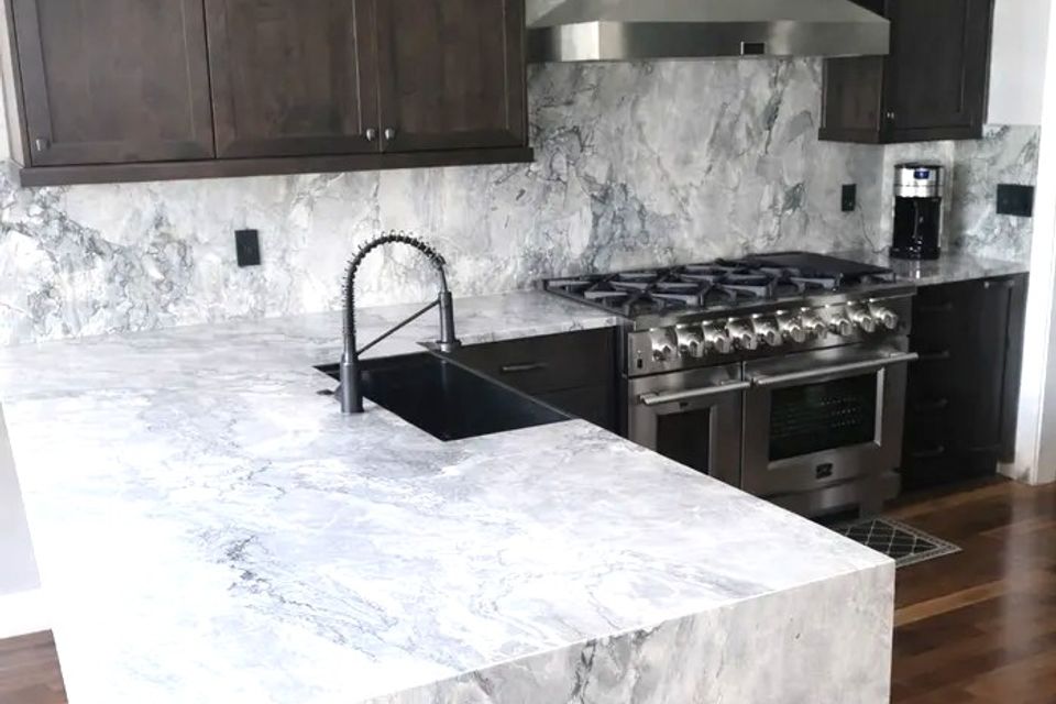 Top Rock Fabrication & Installation - Kitchen Granite Countertop with waterfall Nampa ID