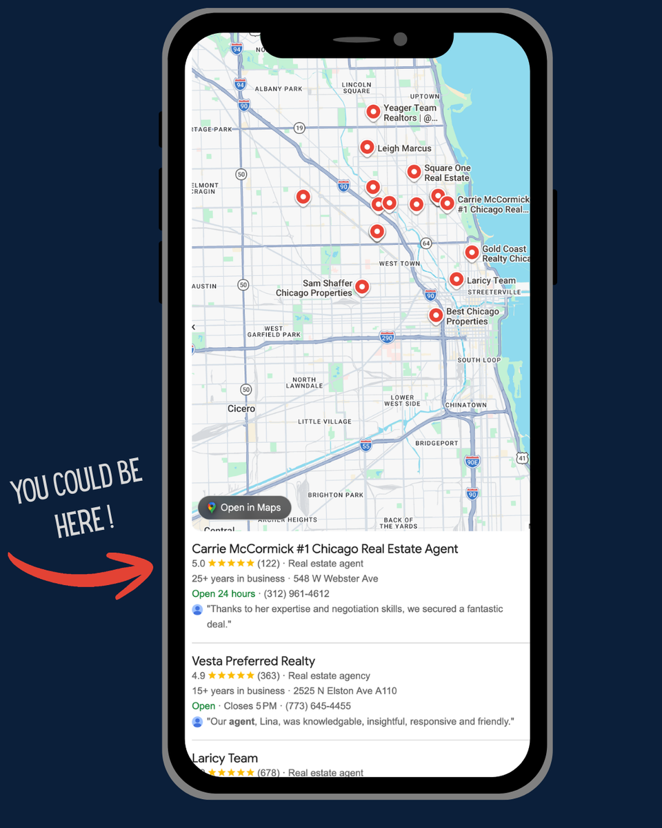 Google maps #1 Realtor on smartphone search