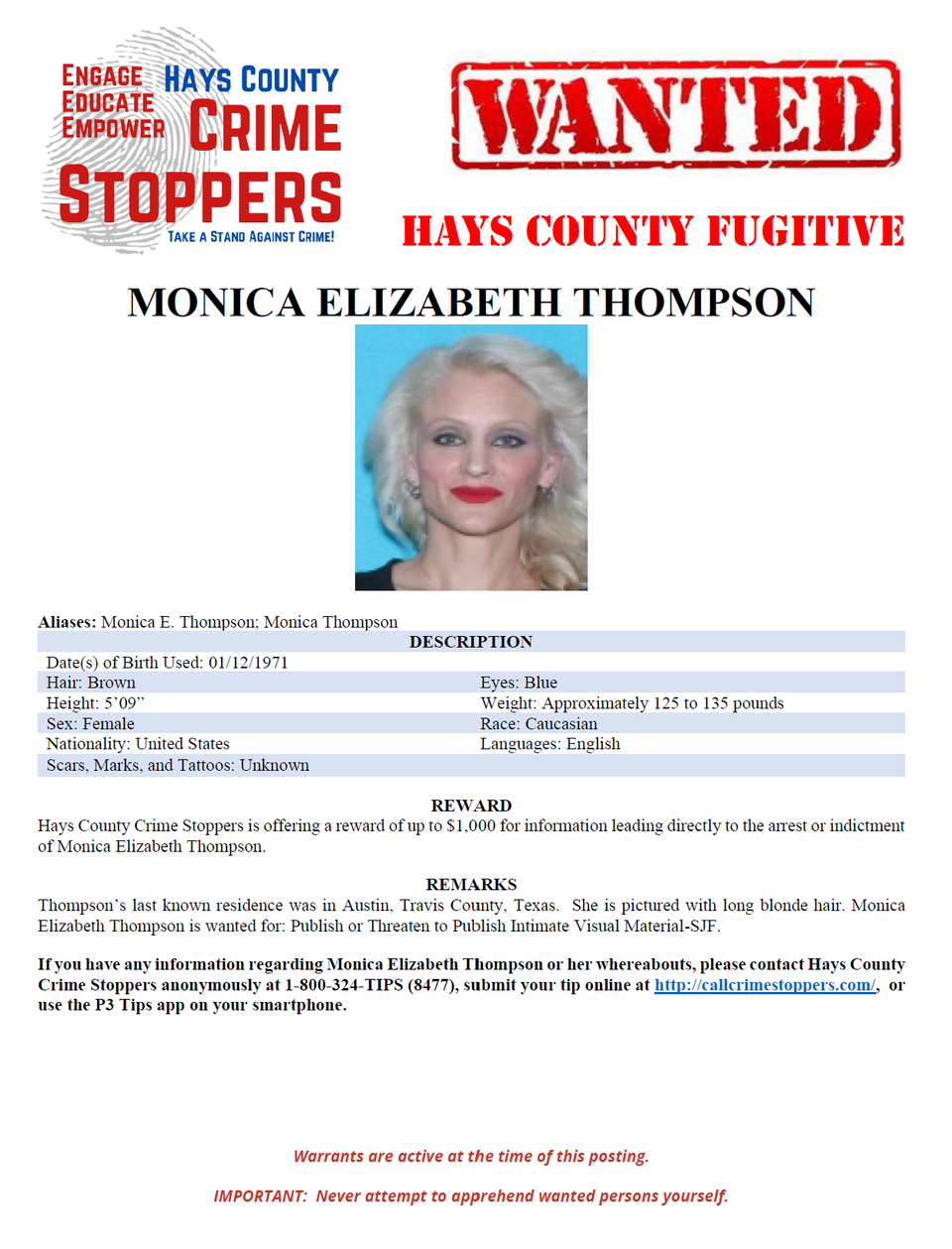 Thompson wanted poster