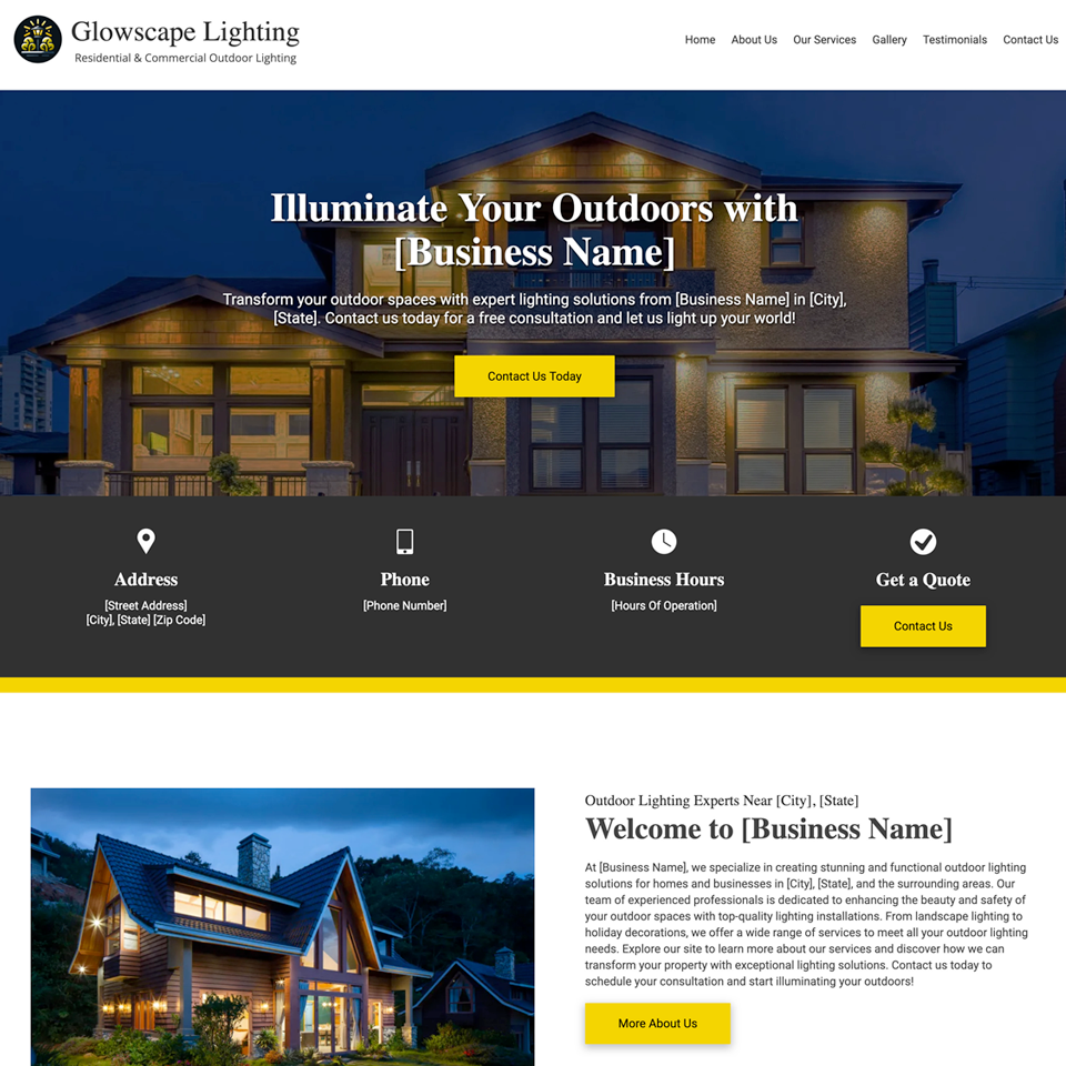 Outdoor lighting website design theme