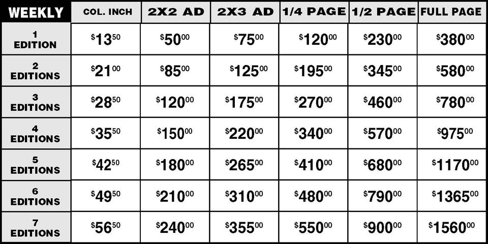 Rate card for website 010923