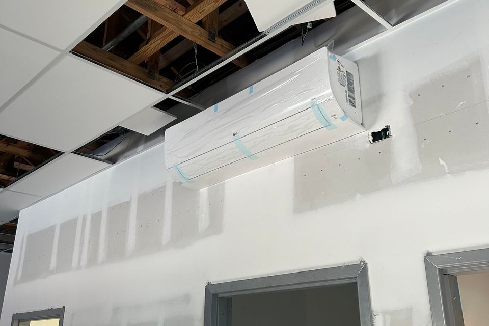 Split Unit installed in a business that's going through a remodel
