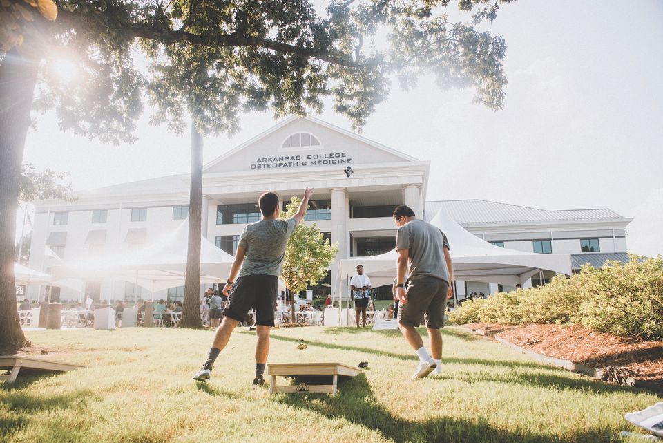 Students at the Arkansas Colleges of Health Education enjoy a back to school picnic on campus. Photo courtesy Arkansas Colleges of Health Education. 