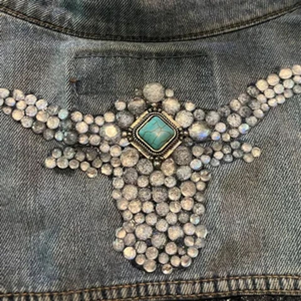 Bedazzled jeans with gemstones