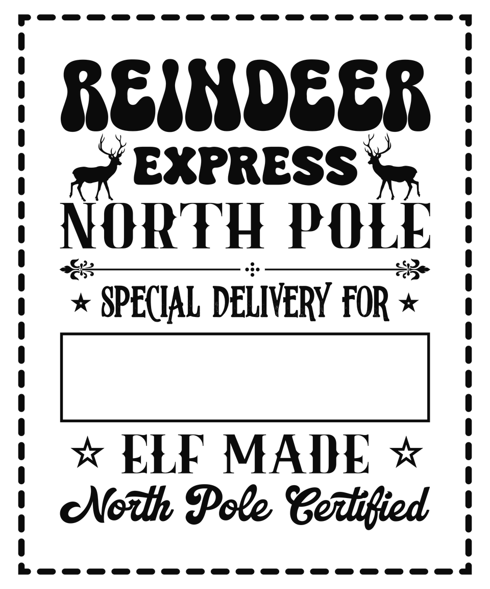 Seasons   christmas santa sack reindeer express north pole 10 black