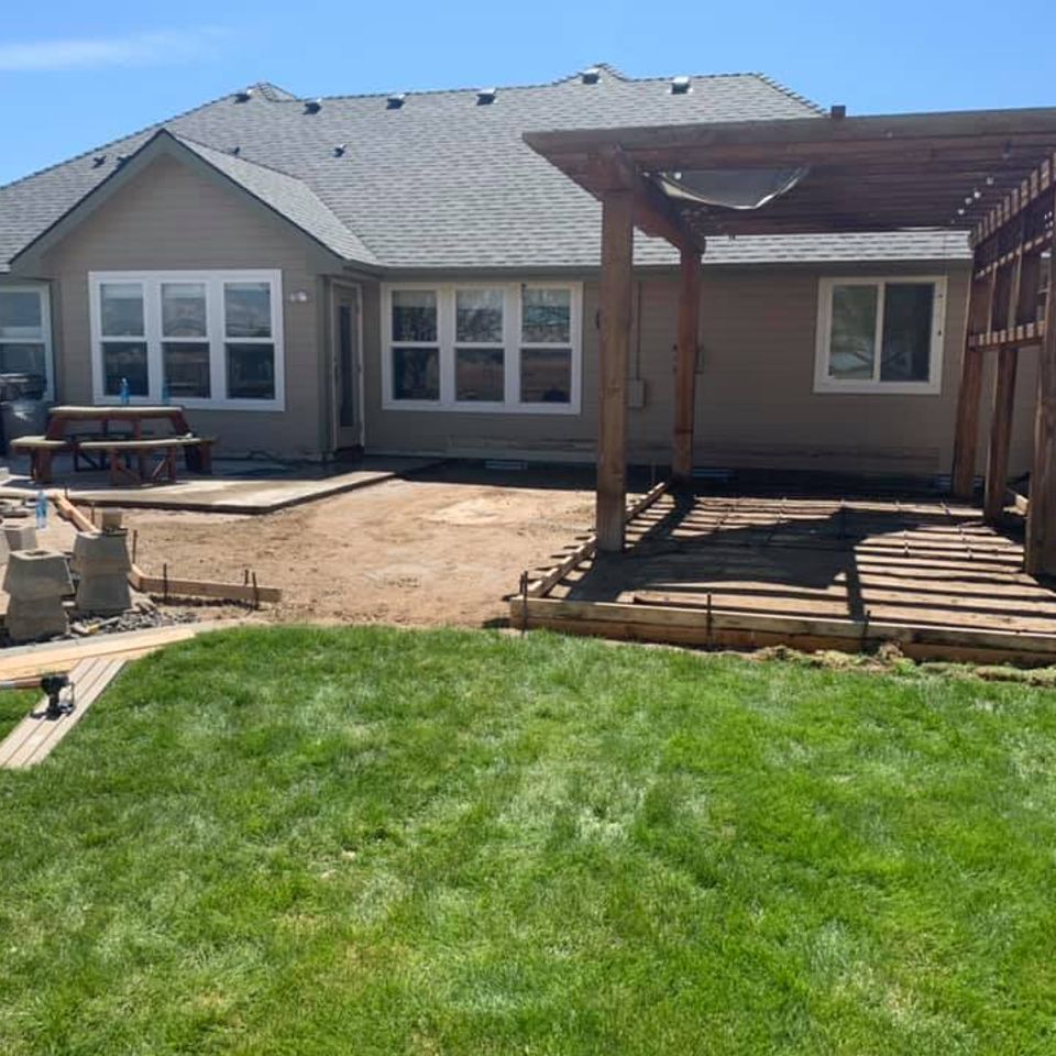 Setting forms for concrete patio in Meridian Idaho