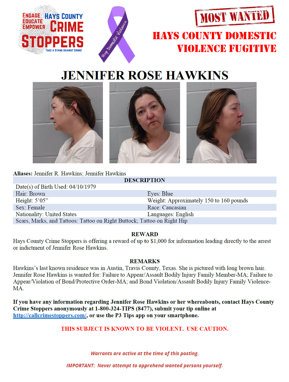 J hawkins most wanted poster