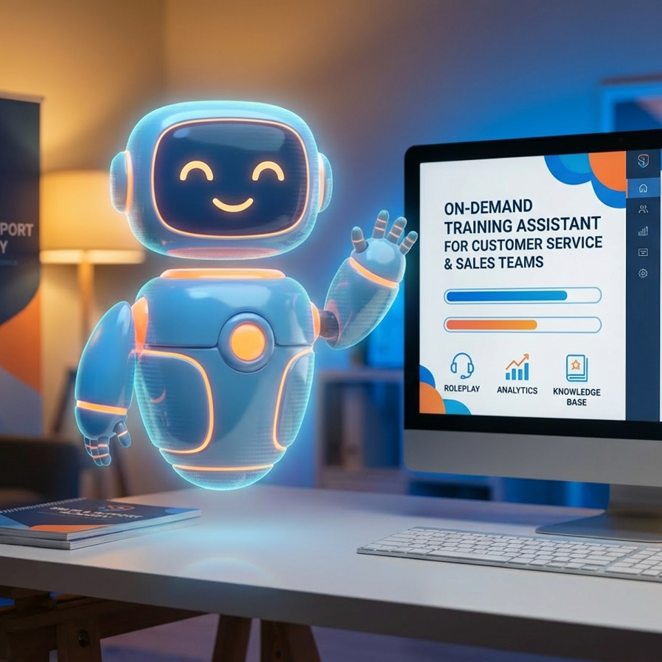 Firefly gemini flash make an image of a friendly ai training assistant on demand training assistant for cu 455937