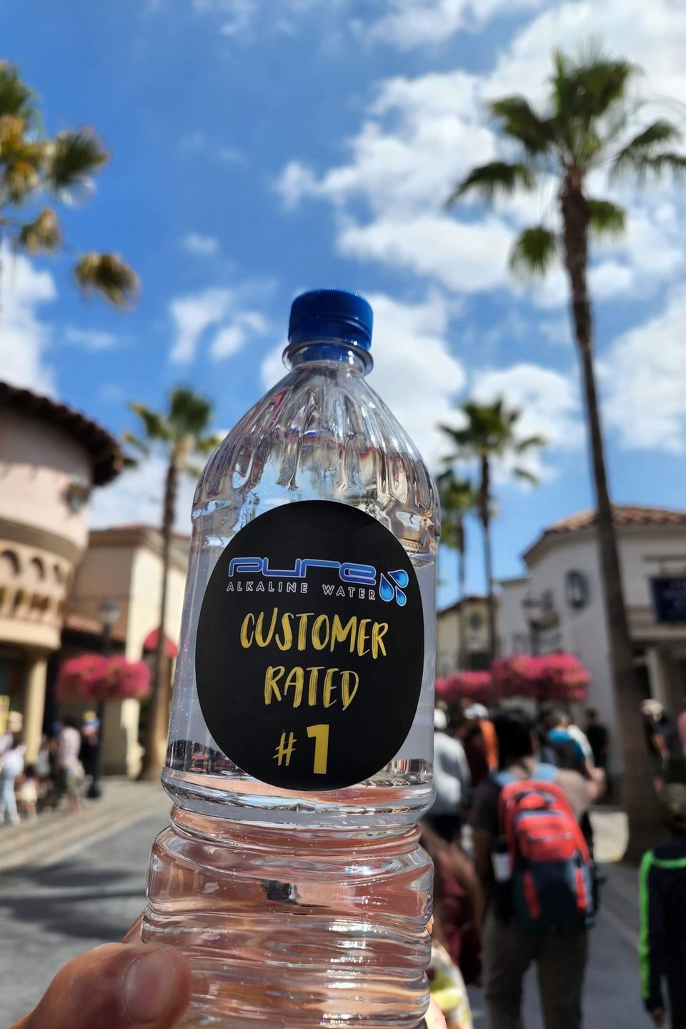 Pure alkaline water bottle outside