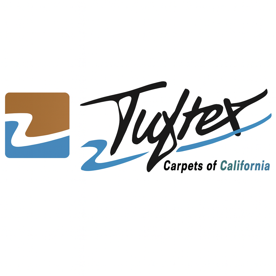 Tuftex Carpets of California logo with a square wave icon, cursive “Tuftex” text with blue underline, and “Carpets of California” written below.
