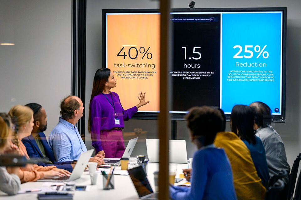Ai solution presentation lady purple