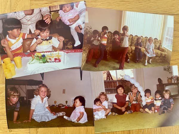 A collection of photos from KPCopy's childhood with her late friend David Chuidian 