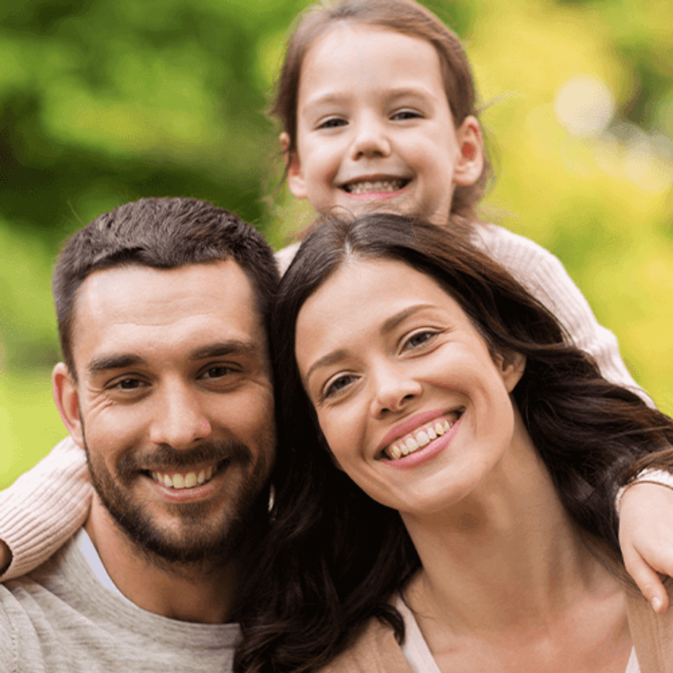 Happy family outside