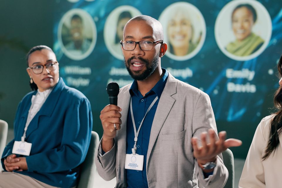 Presentation black man or speaking at seminar for 2024 07 13 01 50 15 utc