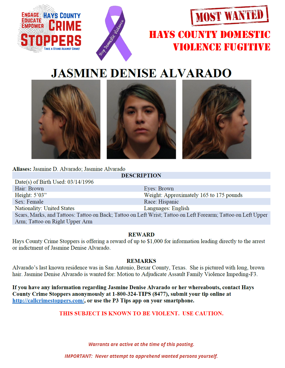 Alvarado most wanted poster
