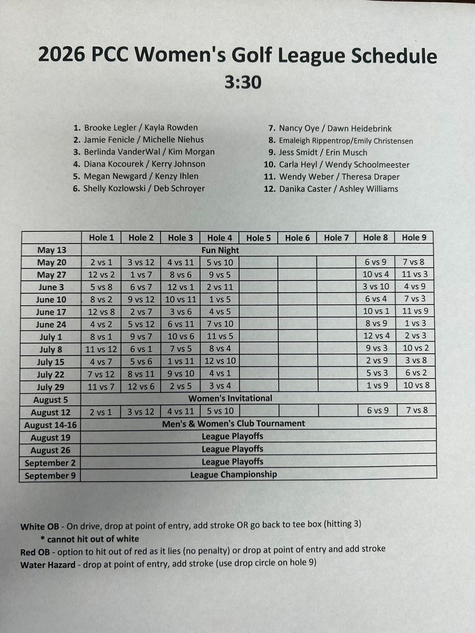 2026 330 league schedule