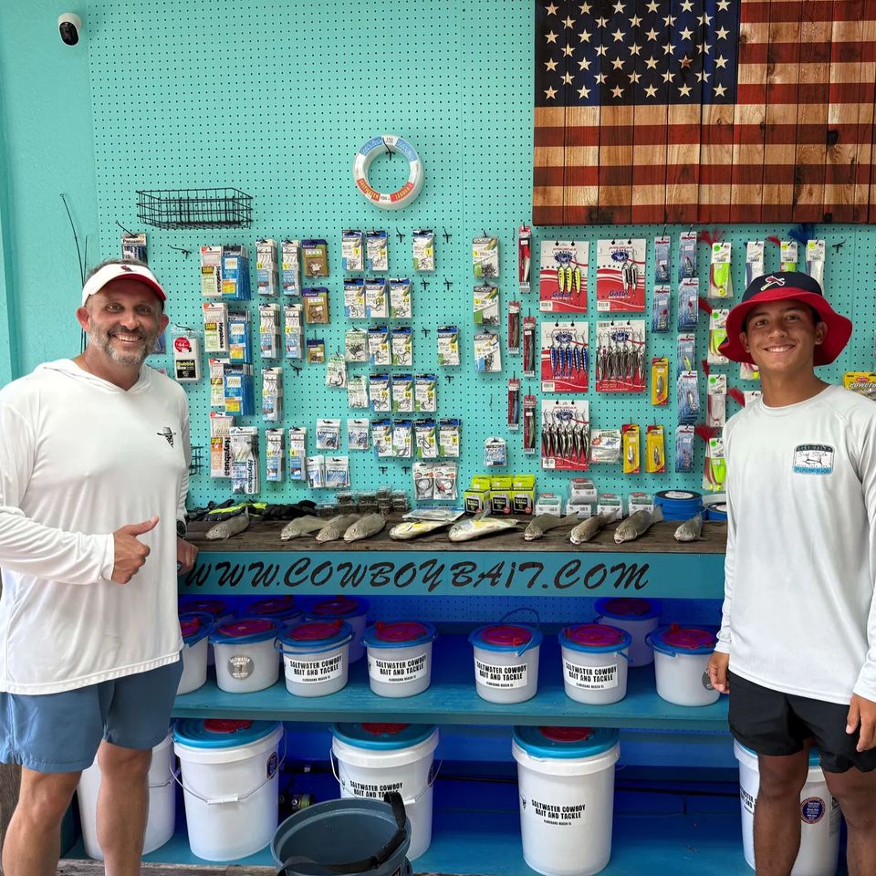 Posing for a Picture at Saltwater Cowboy Bait Shop