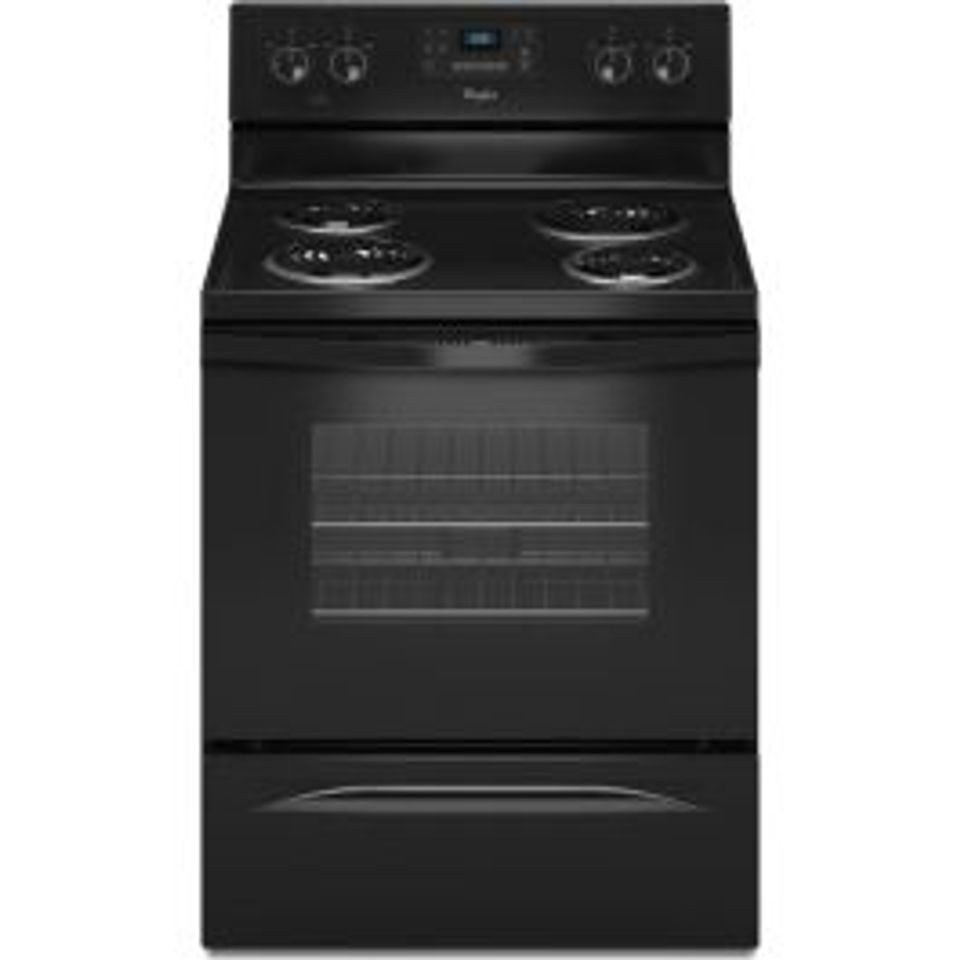 Whirlpool wfc310s0ab 30quot freestanding electric range with 4 coiled elements 48 cu ft self cleaning oven large oven window delay bake and star k certified sabbath mode black 3