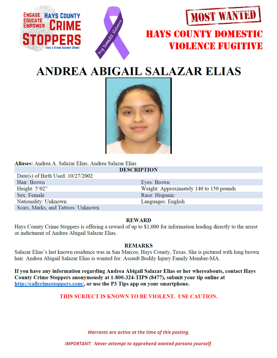 Salazar elais most wanted poster
