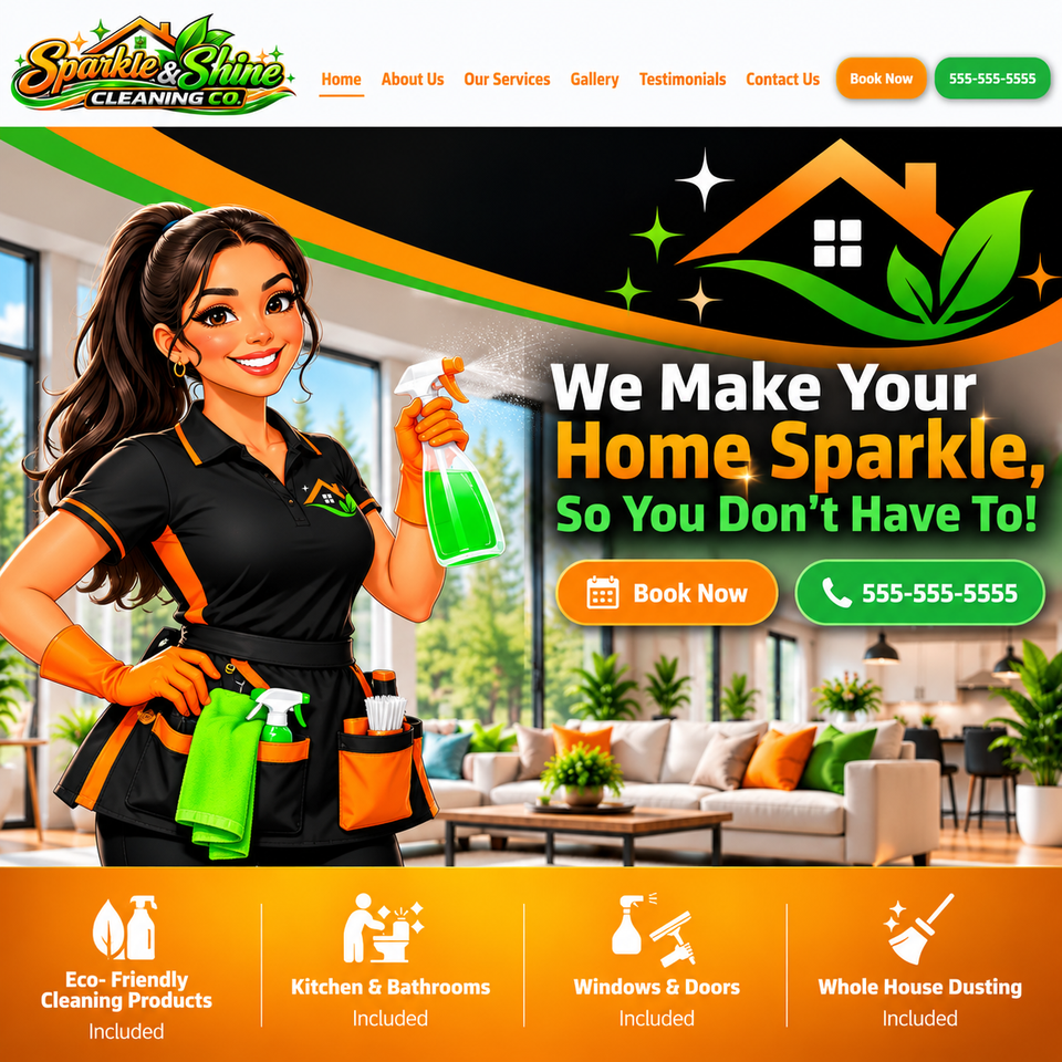 Sparkle & shine cleaning homepage