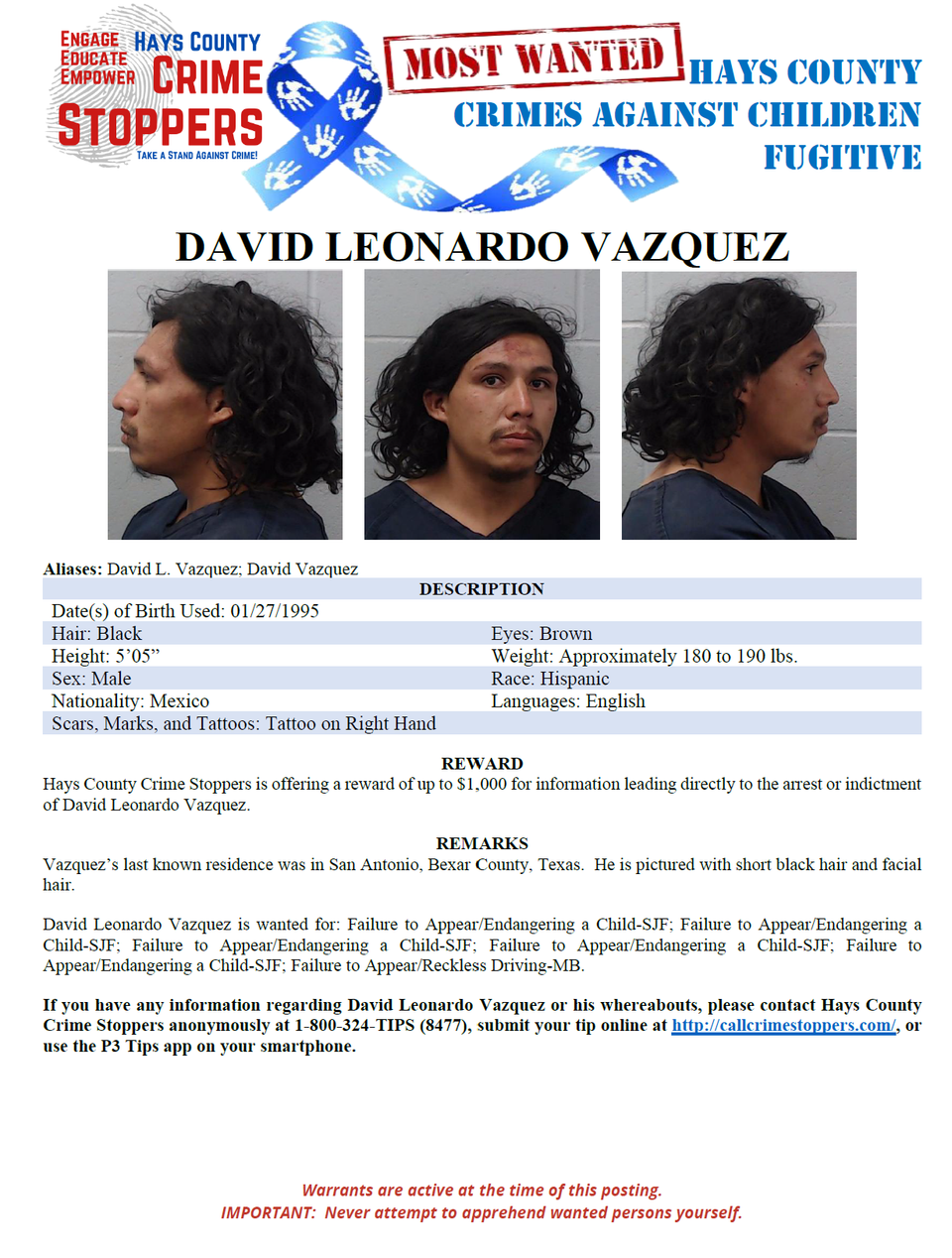 Vazquez most wanted poster