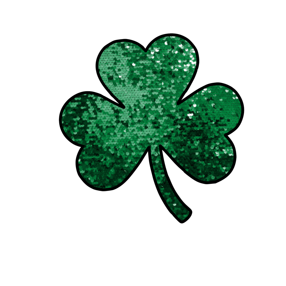 Seasons   st patrick’s day green sequin shamrock black border