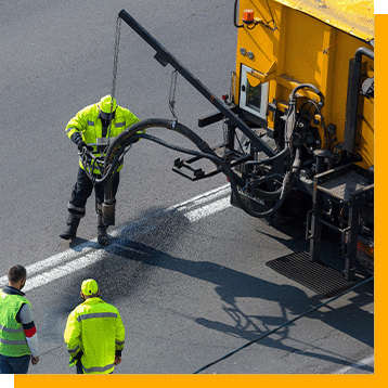 Road sealing with yellow