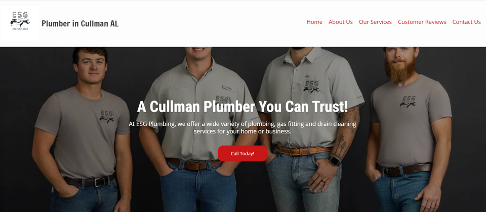 ESG Plumbing in Cullman AL - North AL Social Website Design