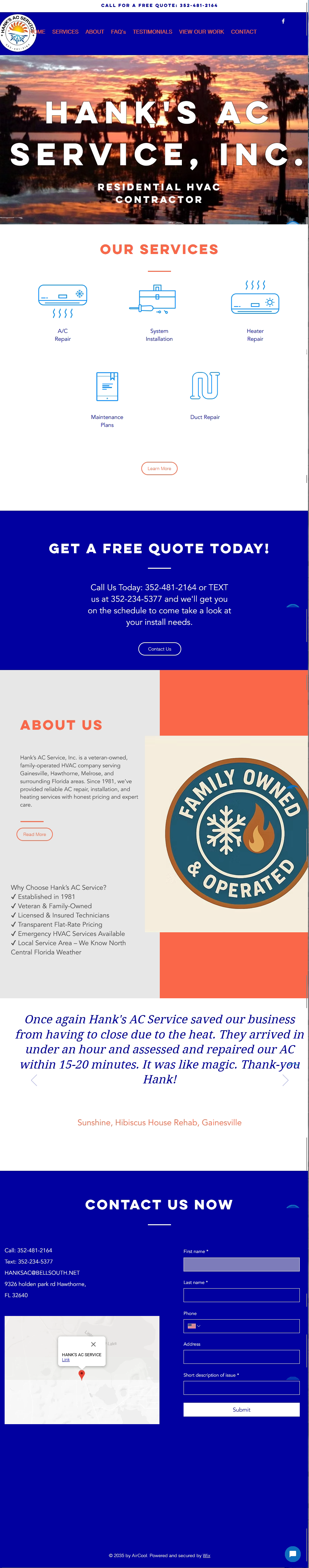 Hank's ac service, inc.  old website