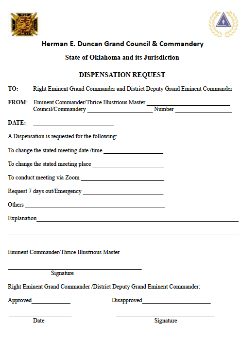 Dispensation request 2026