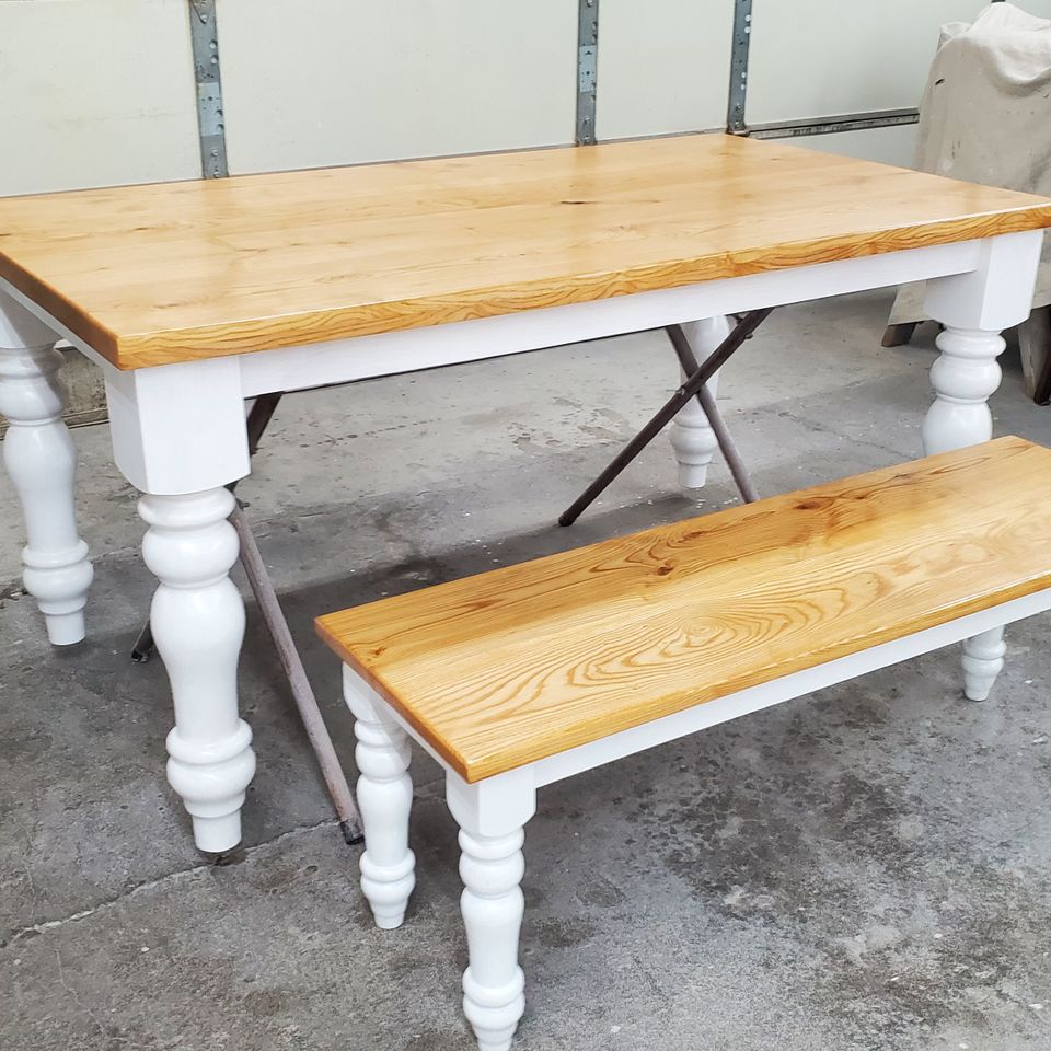 Made  to  order  farmstyle table with matching bench