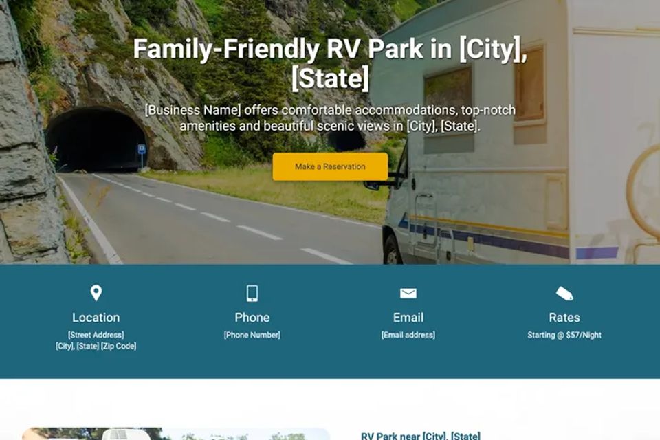 Rv park website design theme original
