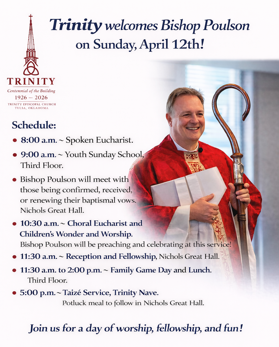 Trinity welcomes bishop poulson on april 12th