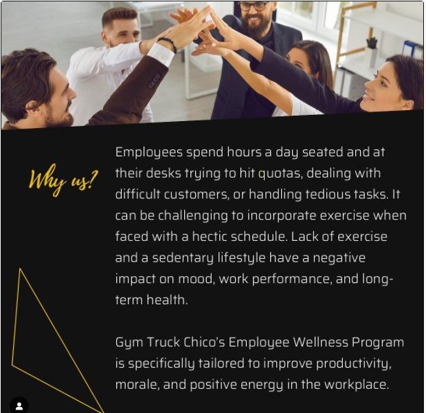 Image of the Employee Wellness Program available at Gym Truck Chico in Chico Ca