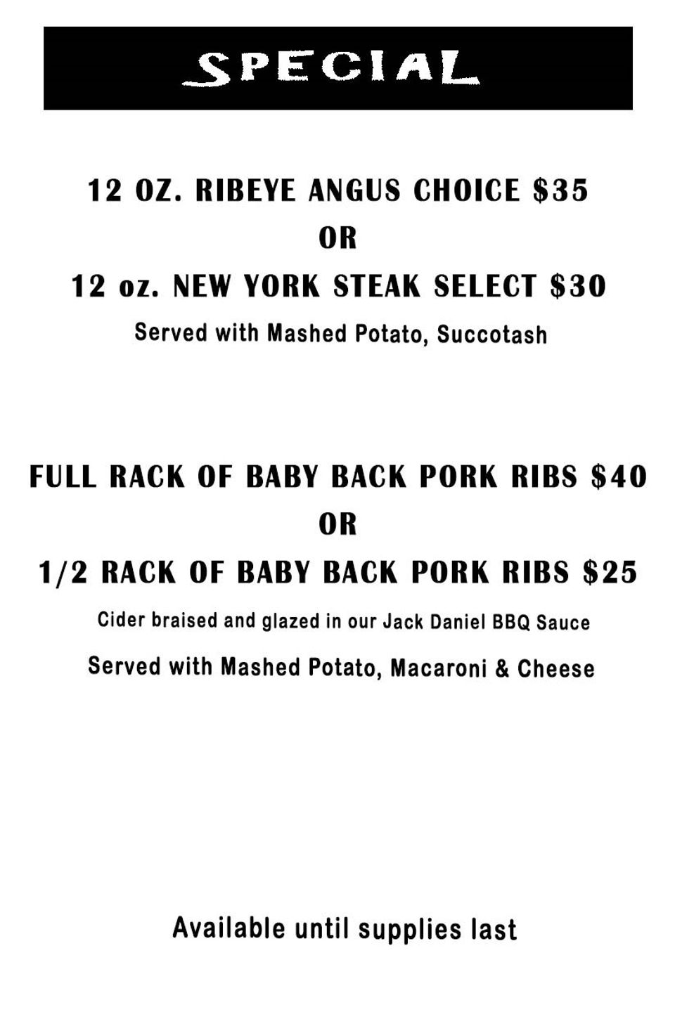 Food menu 2026 page special