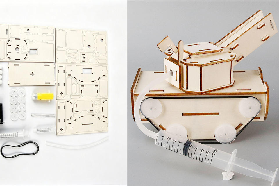 43. okyn y2365 wooden diy tank model stem engineering kit physics experiment educational toy (2 2)