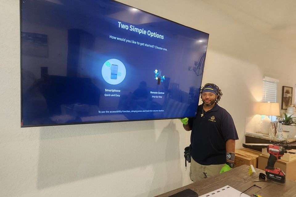 85 inch samsung tv install with wire concealment