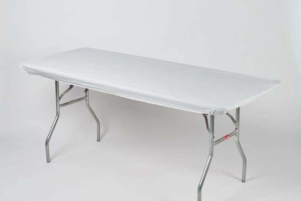 Rectangle plastic fitted table cover white